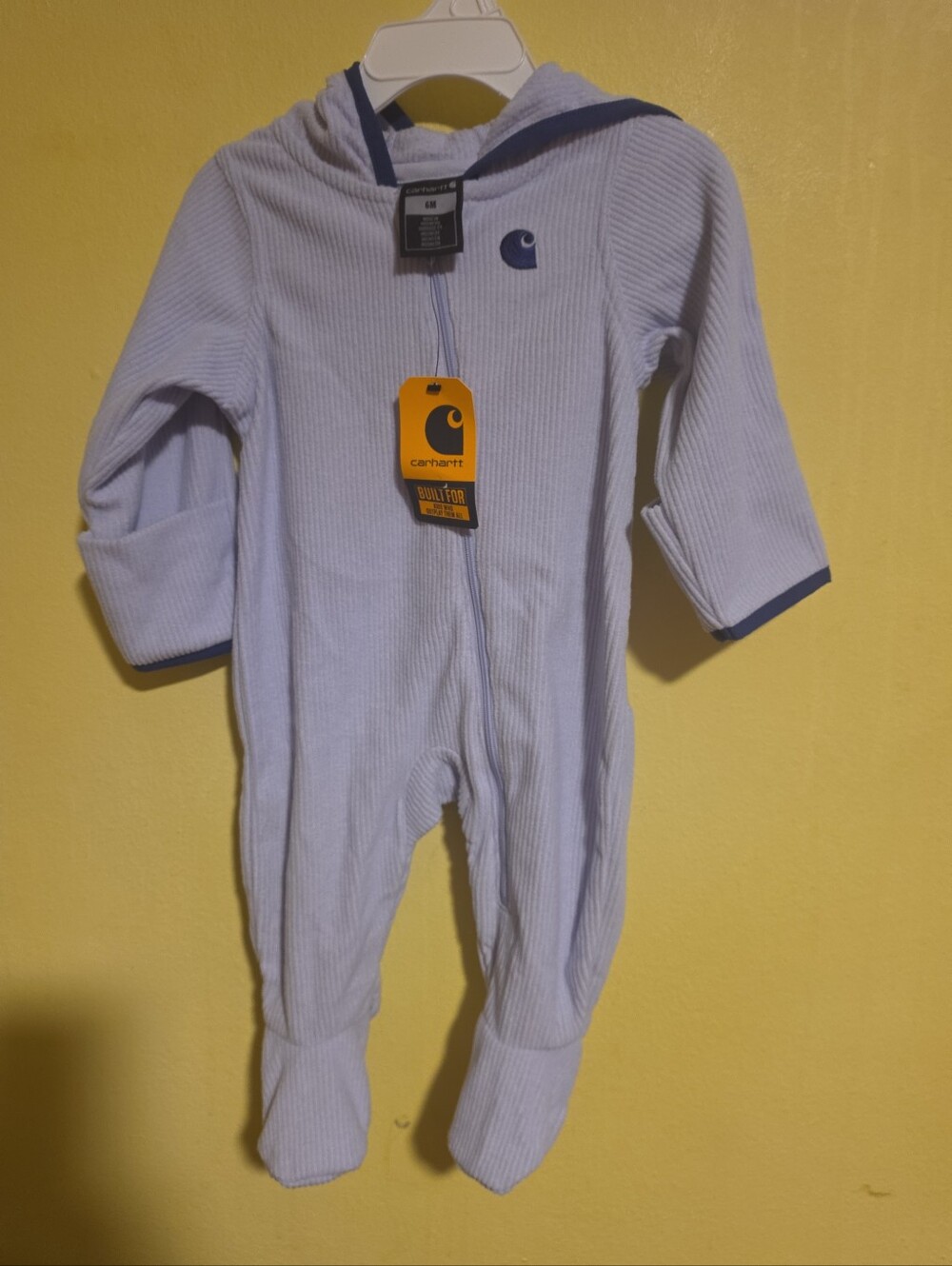NWT Carthartt Infant Size 6 Months Light Purple Zip-Up Sleeper Hooded Coverall
